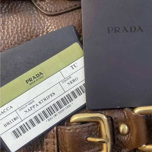 Prada Nappa Stripes Brown Leather Bag - Picture 4 of 12